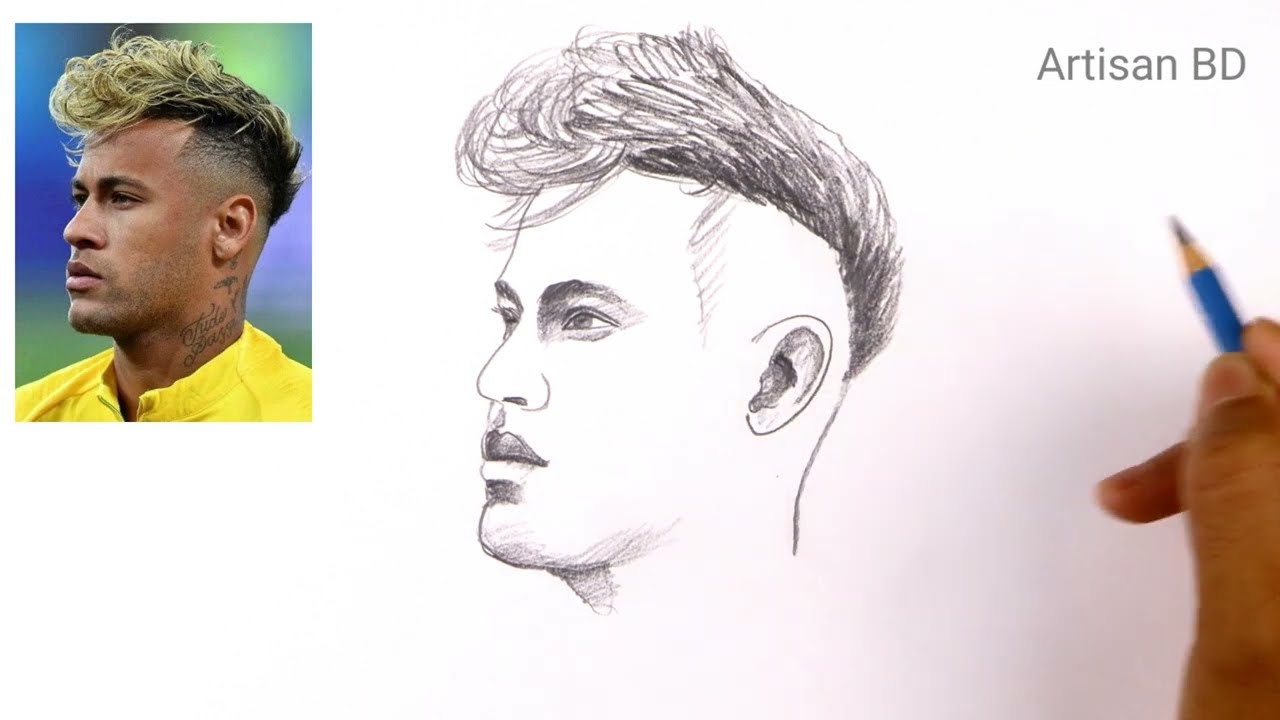 How To Draw Neymar Shhhh... 🤫 | Step By Step | Football/ Soccer - YouTube